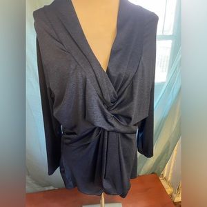 Beautiful Blue Rouched Tie Front Blouse